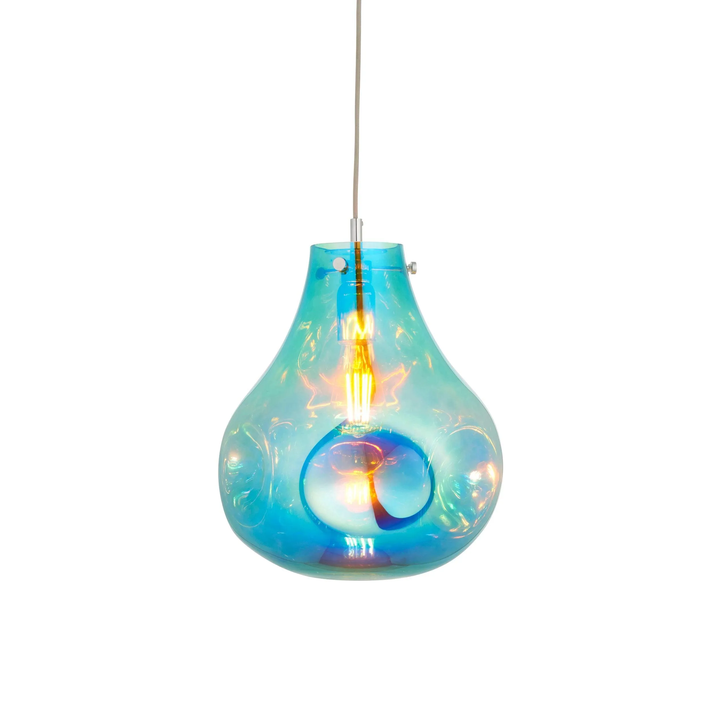 Dazzle Large Blown Petrol Glass & Chrome Pendant Light - Open Box flush mount ceiling fixture