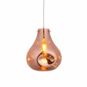 Dazzle Large Blown Copper Glass & Chrome Ceiling Pendant ambient ceiling fixture