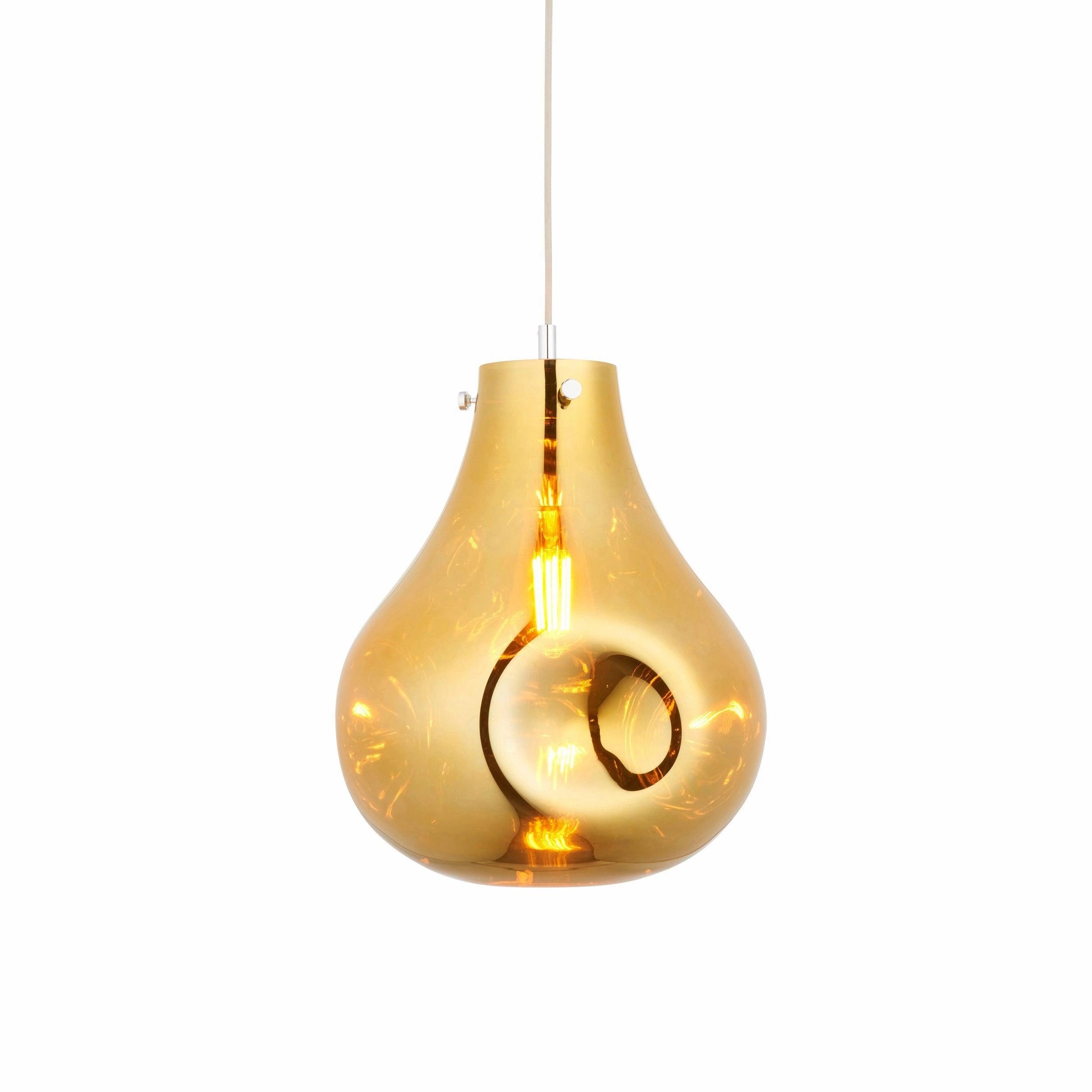 Dazzle Large Metallic Gold Glass & Chrome Pendant Light white ceiling lamp