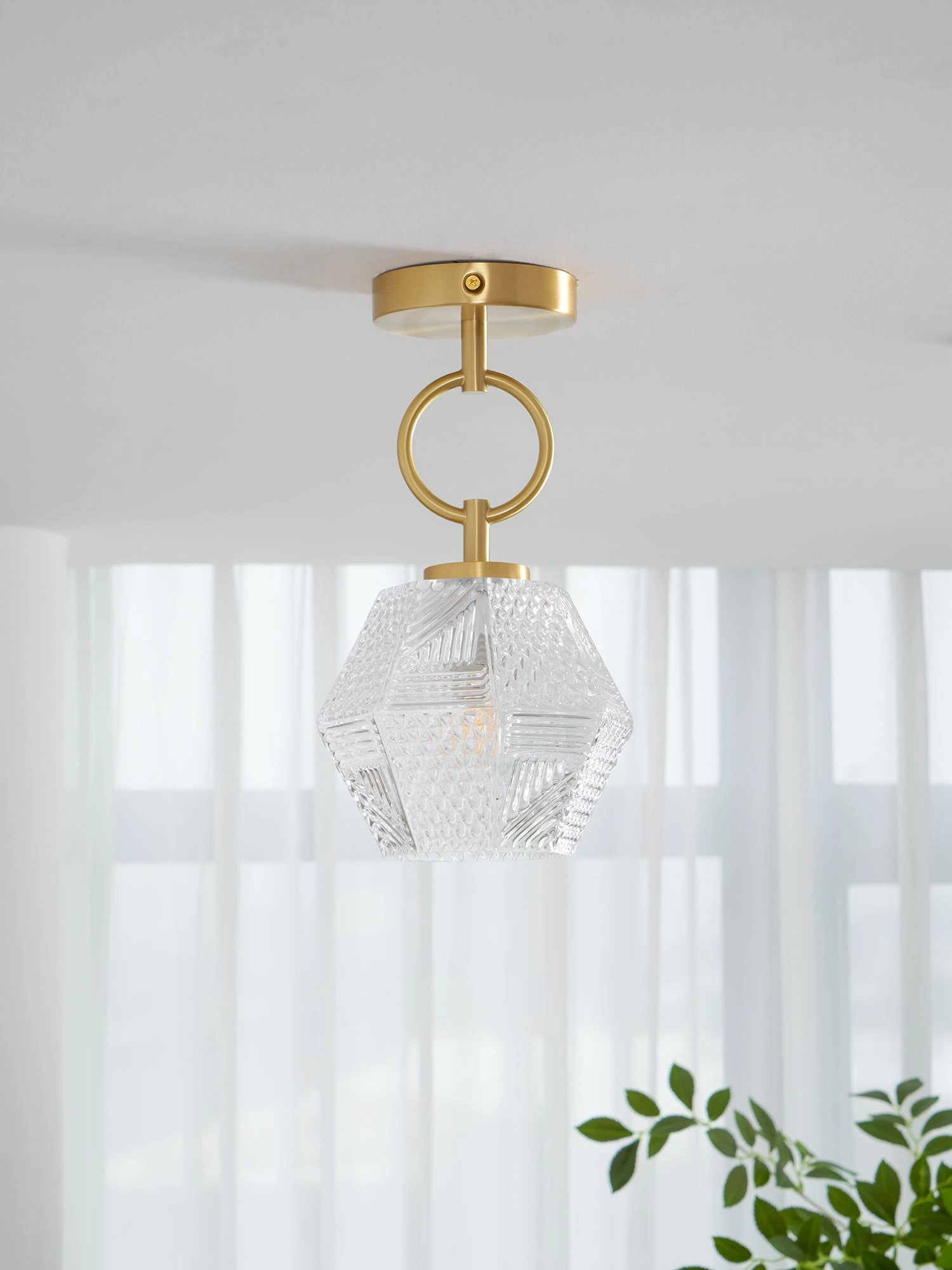Diamond Cut Art Deco Ceiling Light