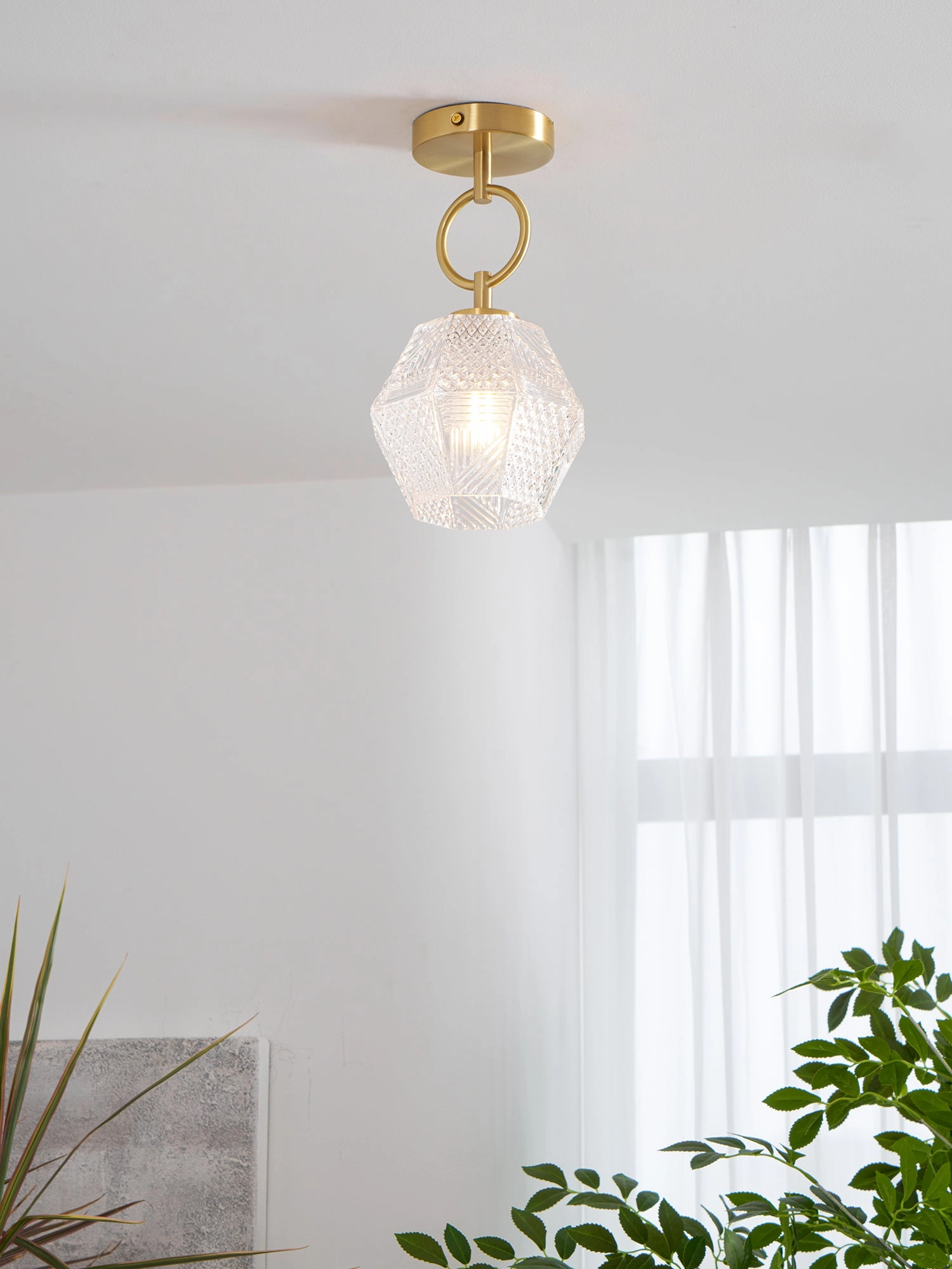 Diamond Cut Art Deco Ceiling Light
