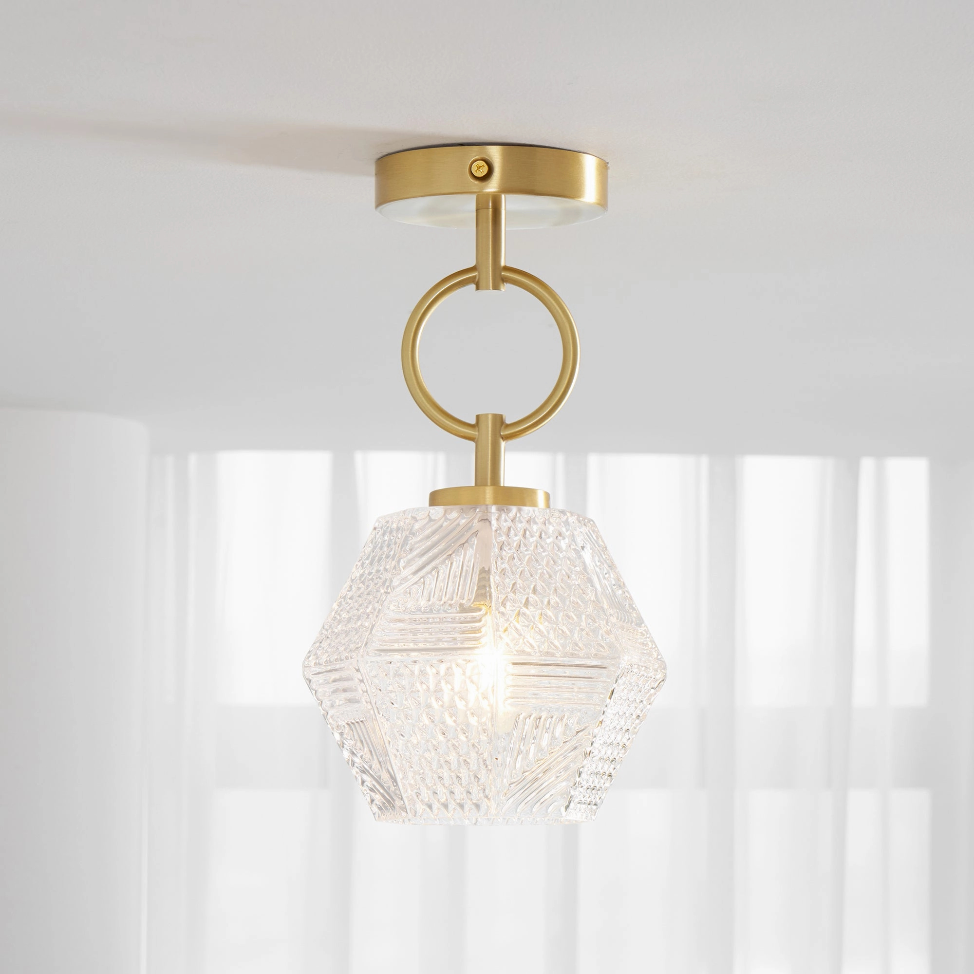 Diamond Cut Art Deco Ceiling Light