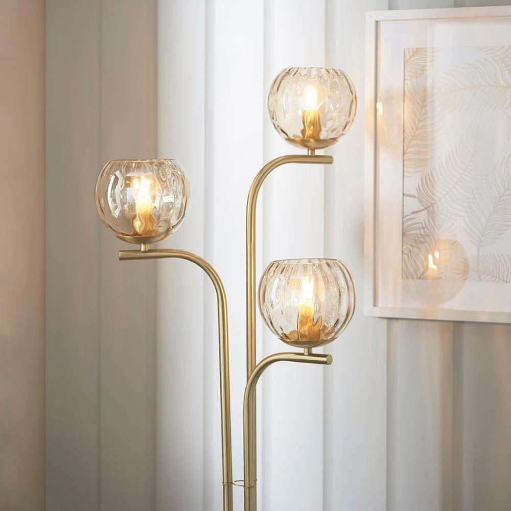 Dimple 3 Light Brass Floor Lamp - Open Box