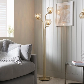 Dimple 3 Light Brass Floor Lamp - Open Box creative lampshade design