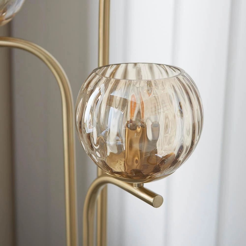 Dimple 3 Light Brass Floor Lamp - Open Box