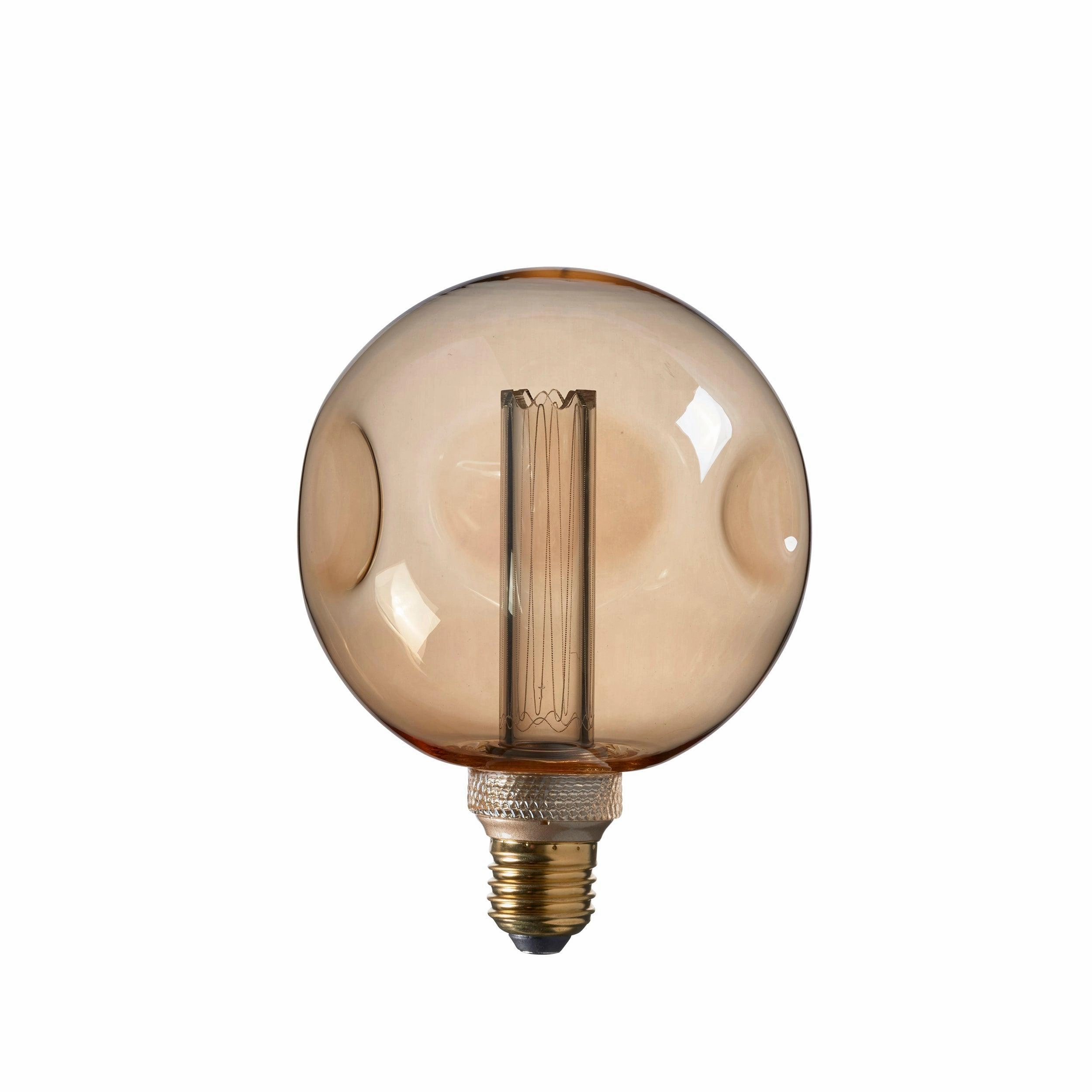 Dimple Amber Tinted Glass Decorative 2.4w LED E27 Light Bulb