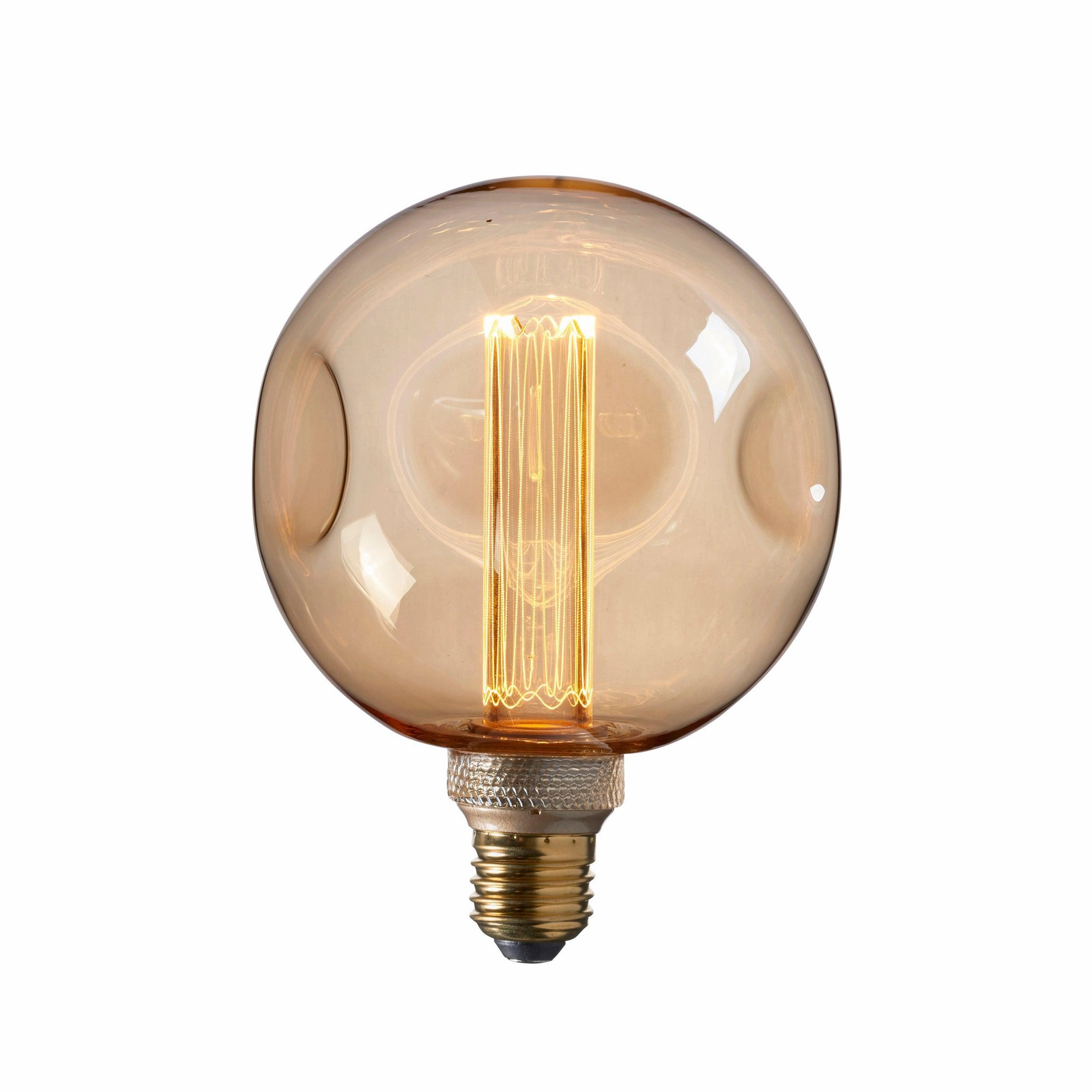 Dimple Amber Tinted Glass Decorative 2.4w LED E27 Light Bulb contemporary ceiling fixture