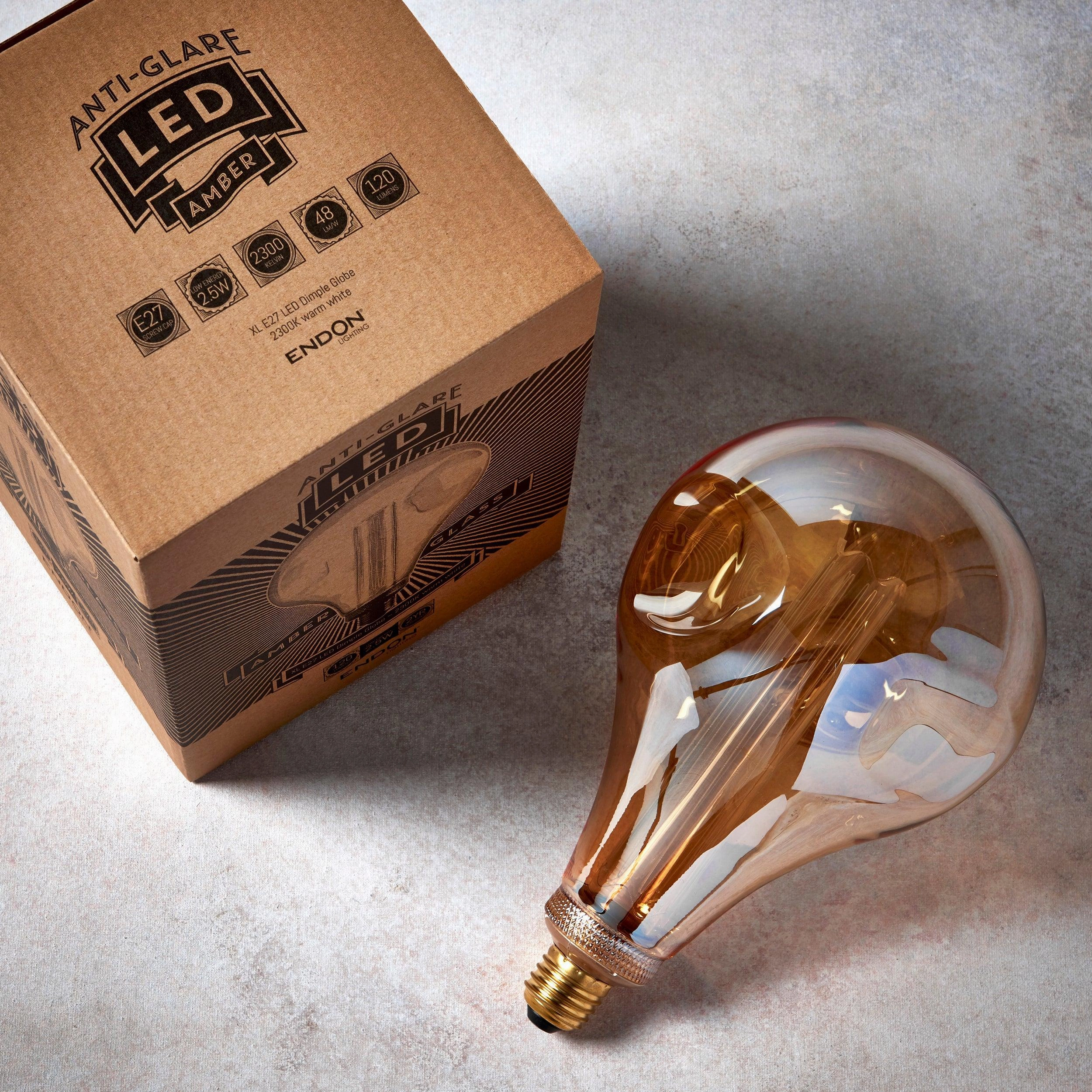 Dimple E27 Amber Globe 2.5w Decorative LED Light Bulb - 148mm
