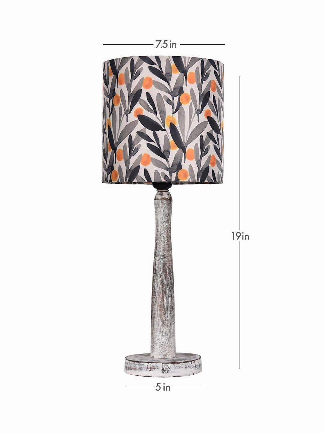 Distress White Wooden Lamp with Yellow Leaf Shade