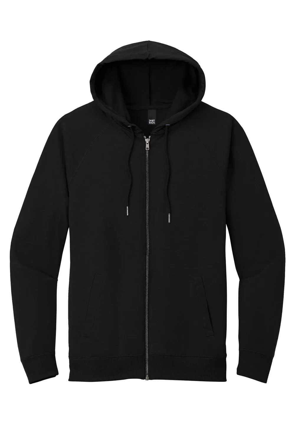 District Mens French Terry Full Zip Hooded Sweatshirt Hoodie w/ Pockets - Black  Buy new Clothing District