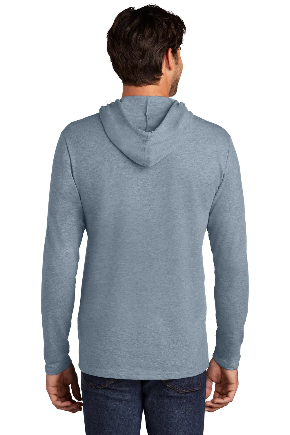 District Mens French Terry Hooded T-Shirt Hoodie - Heather Flint Blue  Buy new Clothing District