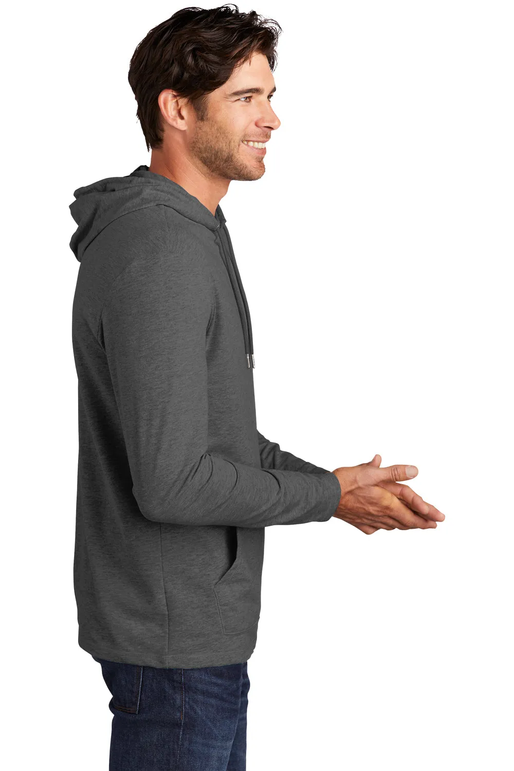 District Mens French Terry Hooded T-Shirt Hoodie - Washed Coal Grey  Buy new Clothing District