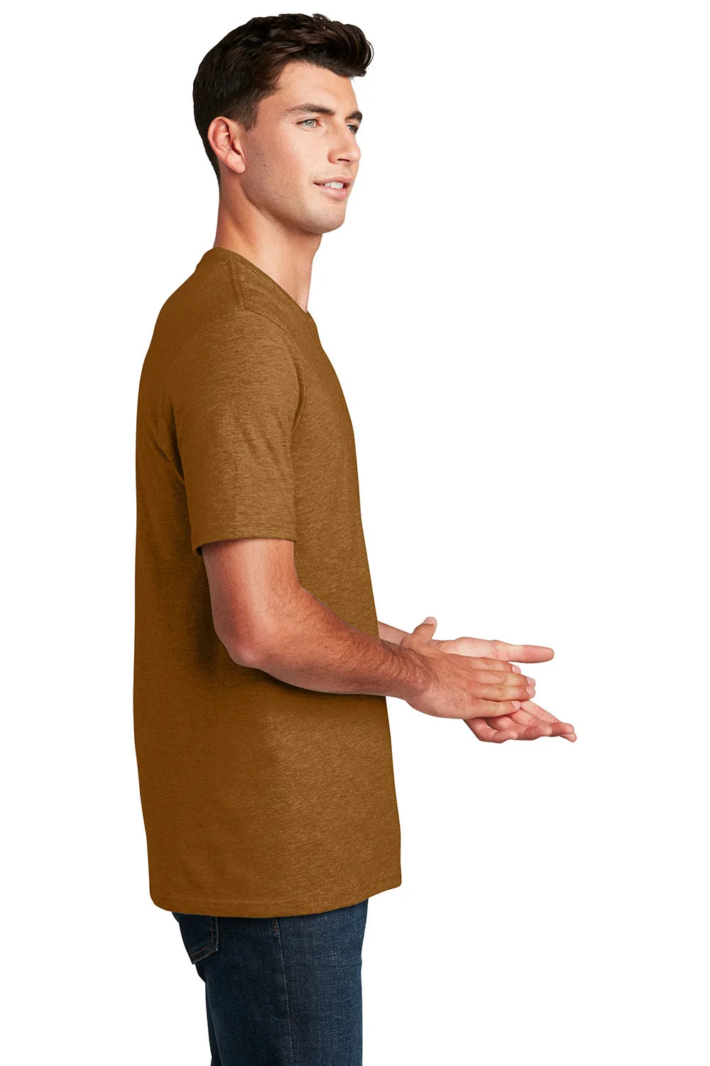 District Mens Perfect Blend Short Sleeve Crewneck T-Shirt - Heather Duck Brown  Buy new Clothing District