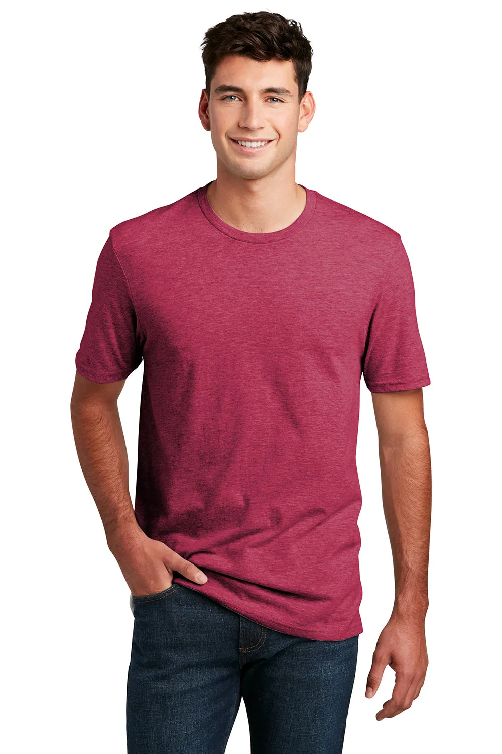 District Mens Perfect Blend Short Sleeve Crewneck T-Shirt - Heather Red  Buy new Clothing District