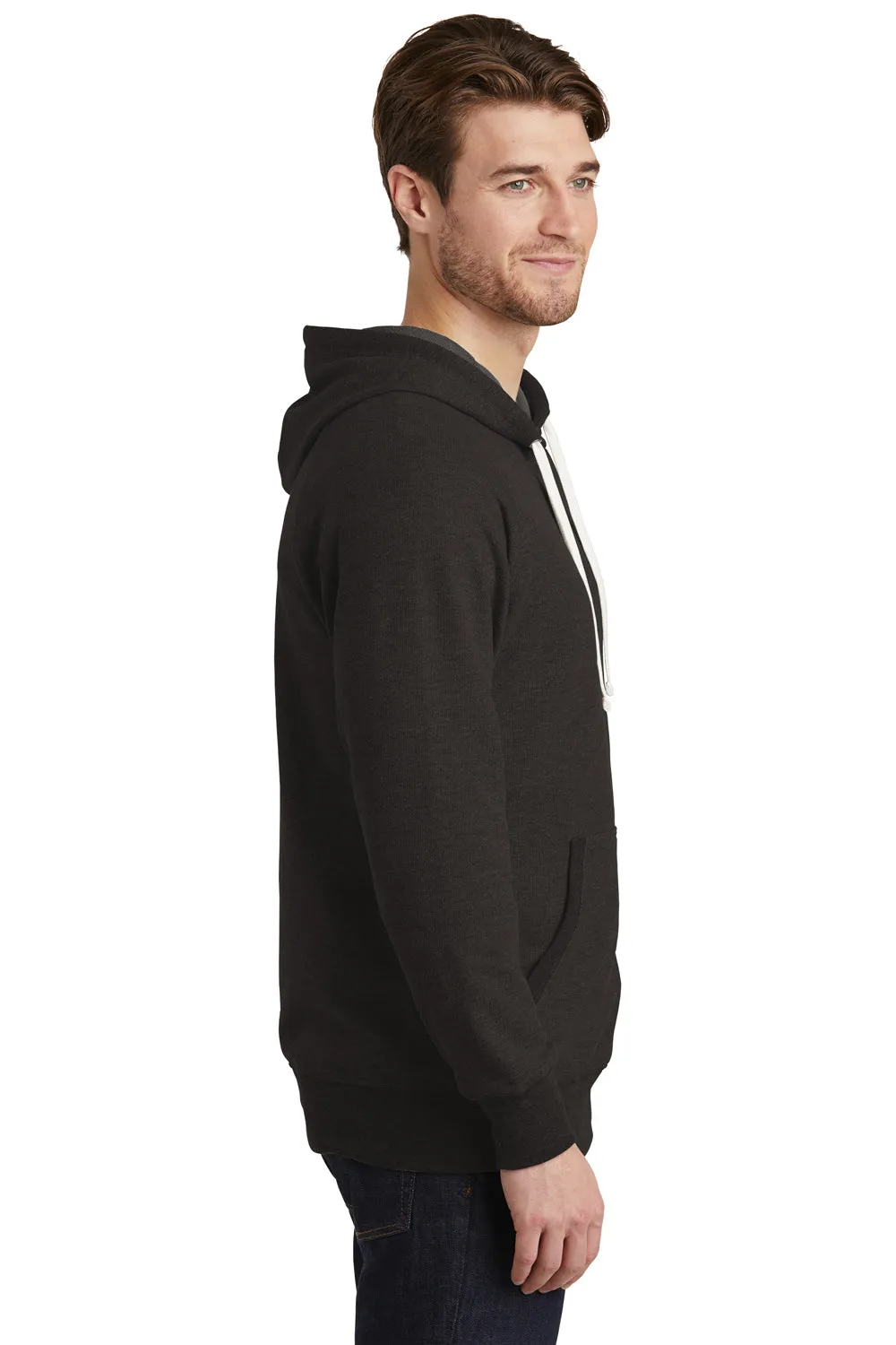 District Mens Perfect French Terry Hooded Sweatshirt Hoodie w/ Pouch Pocket - Black  Buy new Clothing District