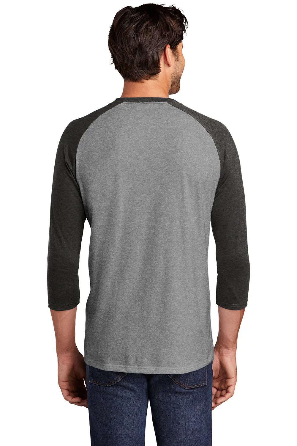District Mens Perfect Tri 3/4 Sleeve Crewneck T-Shirt - Grey Frost/Black  Buy new Clothing District