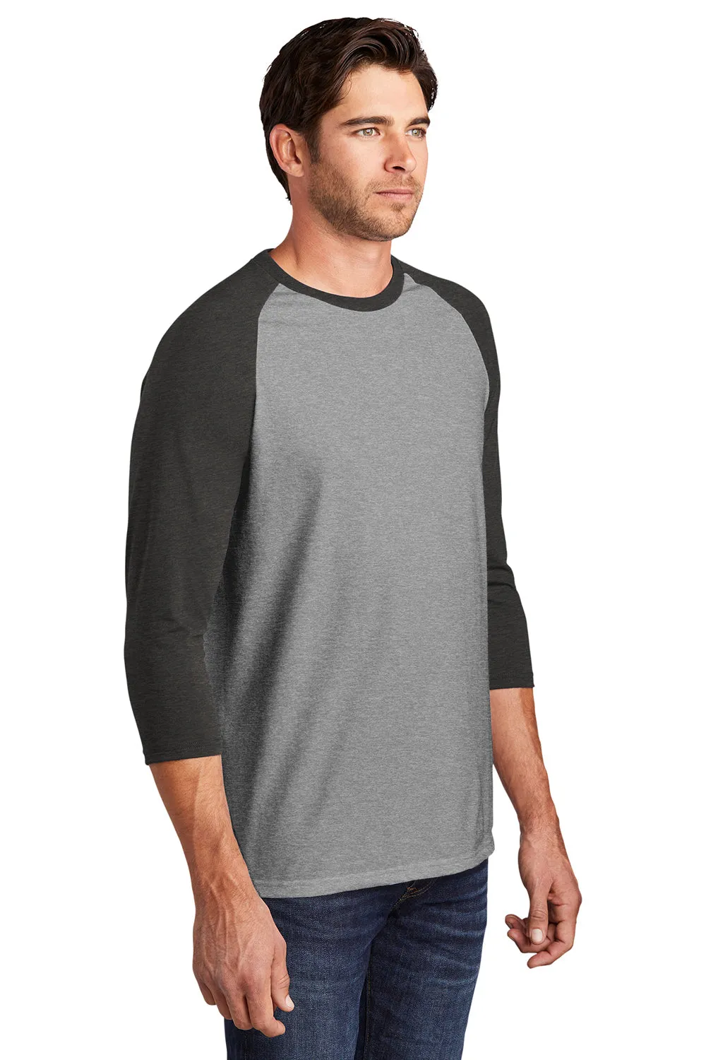 District Mens Perfect Tri 3/4 Sleeve Crewneck T-Shirt - Grey Frost/Black  Buy new Clothing District