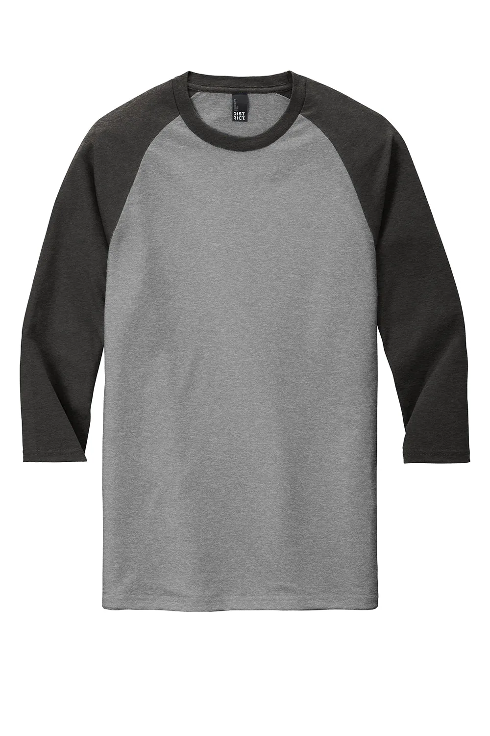 District Mens Perfect Tri 3/4 Sleeve Crewneck T-Shirt - Grey Frost/Black  Buy new Clothing District