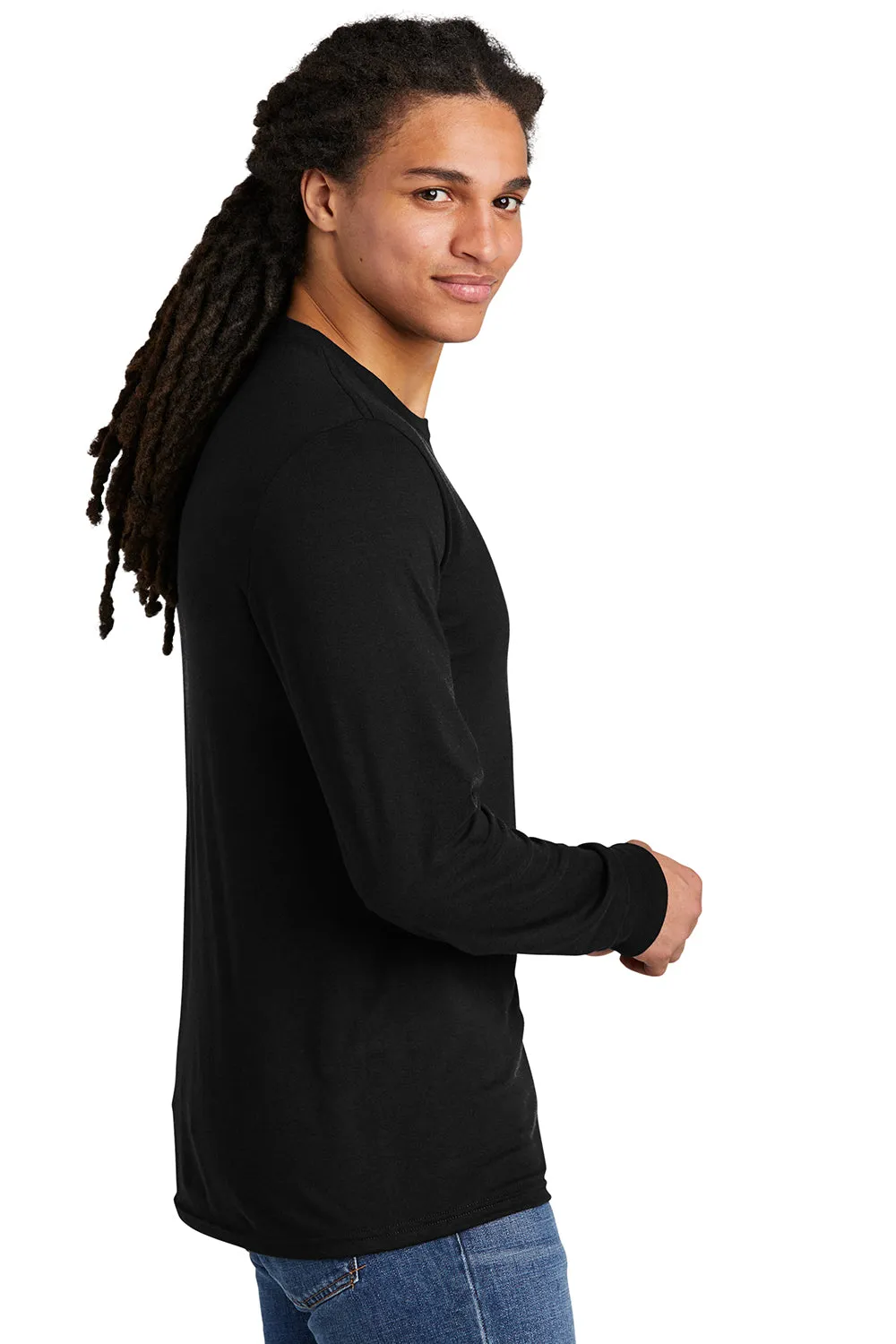 District Mens Perfect Tri Long Sleeve Crewneck T-Shirt - Black Frost  Buy new Clothing District