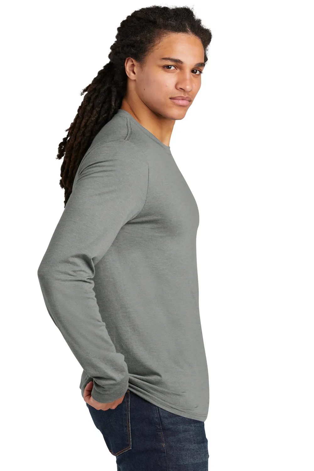 District Mens Perfect Tri Long Sleeve Crewneck T-Shirt - Heather Charcoal Grey  Buy new Clothing District