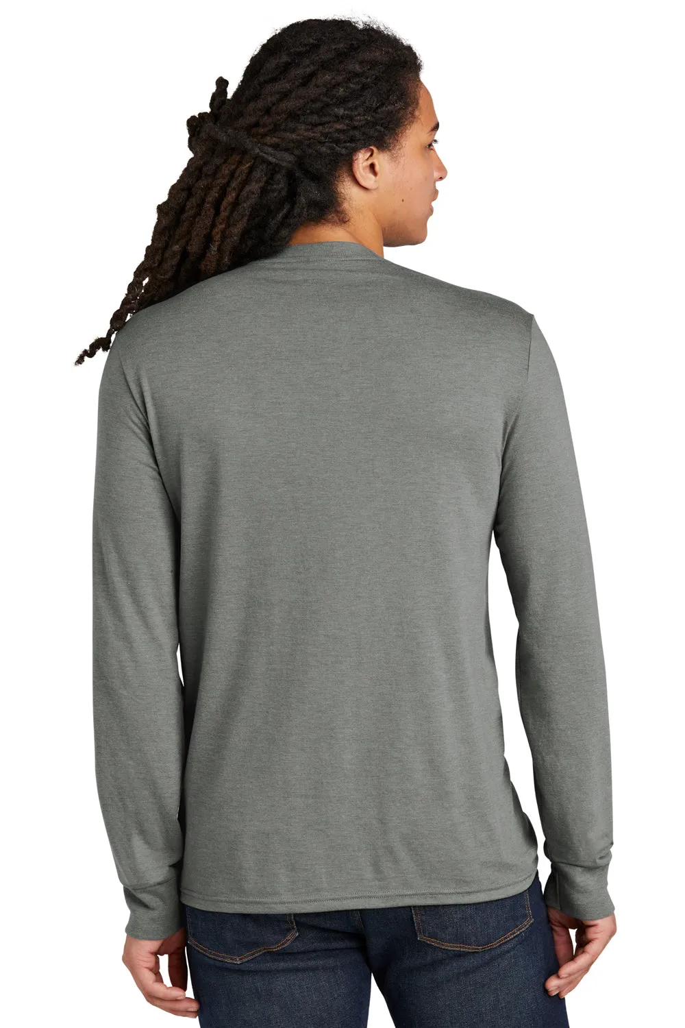 District Mens Perfect Tri Long Sleeve Crewneck T-Shirt - Heather Charcoal Grey  Buy new Clothing District