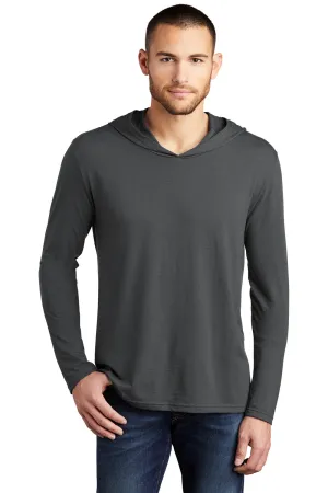 District Mens Perfect Tri Long Sleeve Hooded T-Shirt Hoodie - Charcoal Grey  Buy new Clothing District