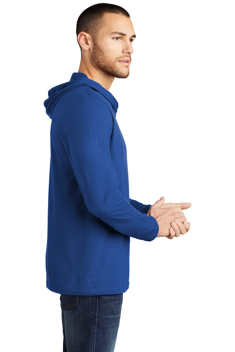 District Mens Perfect Tri Long Sleeve Hooded T-Shirt Hoodie - Deep Royal Blue  Buy new Clothing District