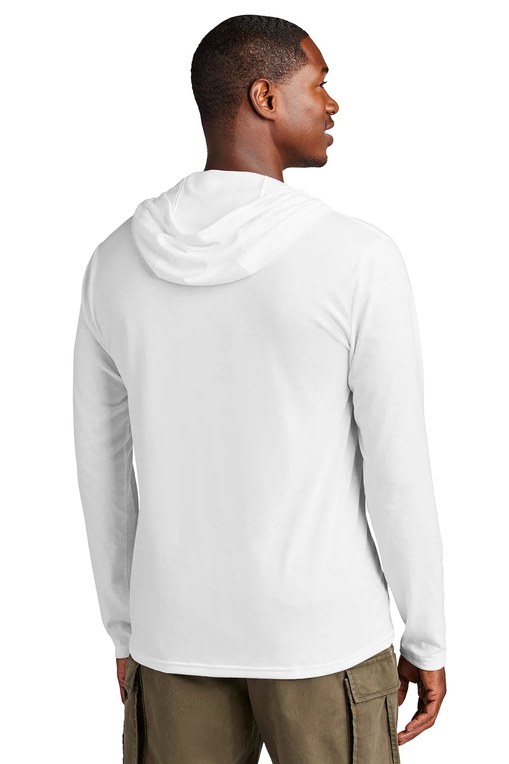 District Mens Perfect Tri Long Sleeve Hooded T-Shirt Hoodie - White  Buy new Clothing District