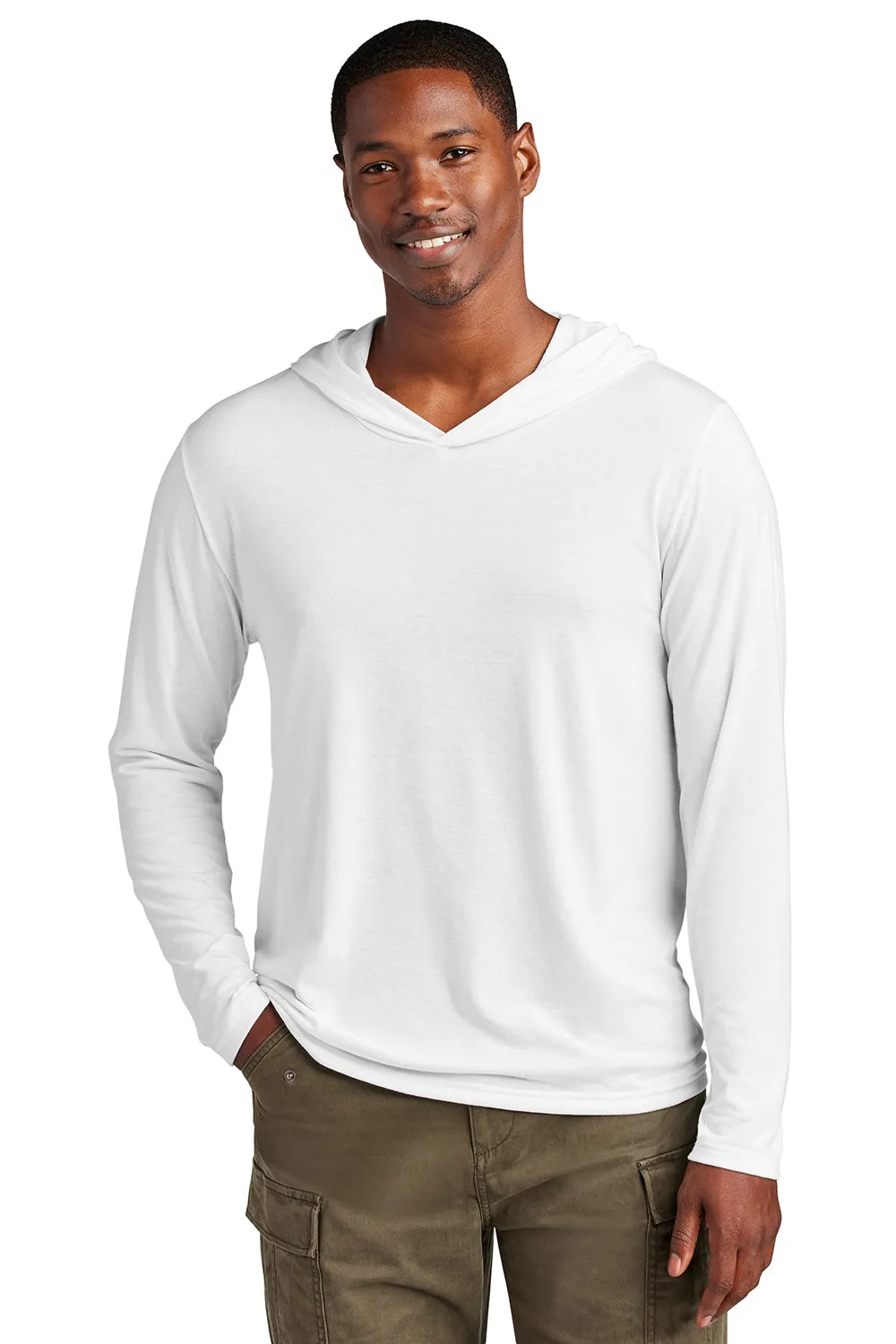 District Mens Perfect Tri Long Sleeve Hooded T-Shirt Hoodie - White  Buy new Clothing District