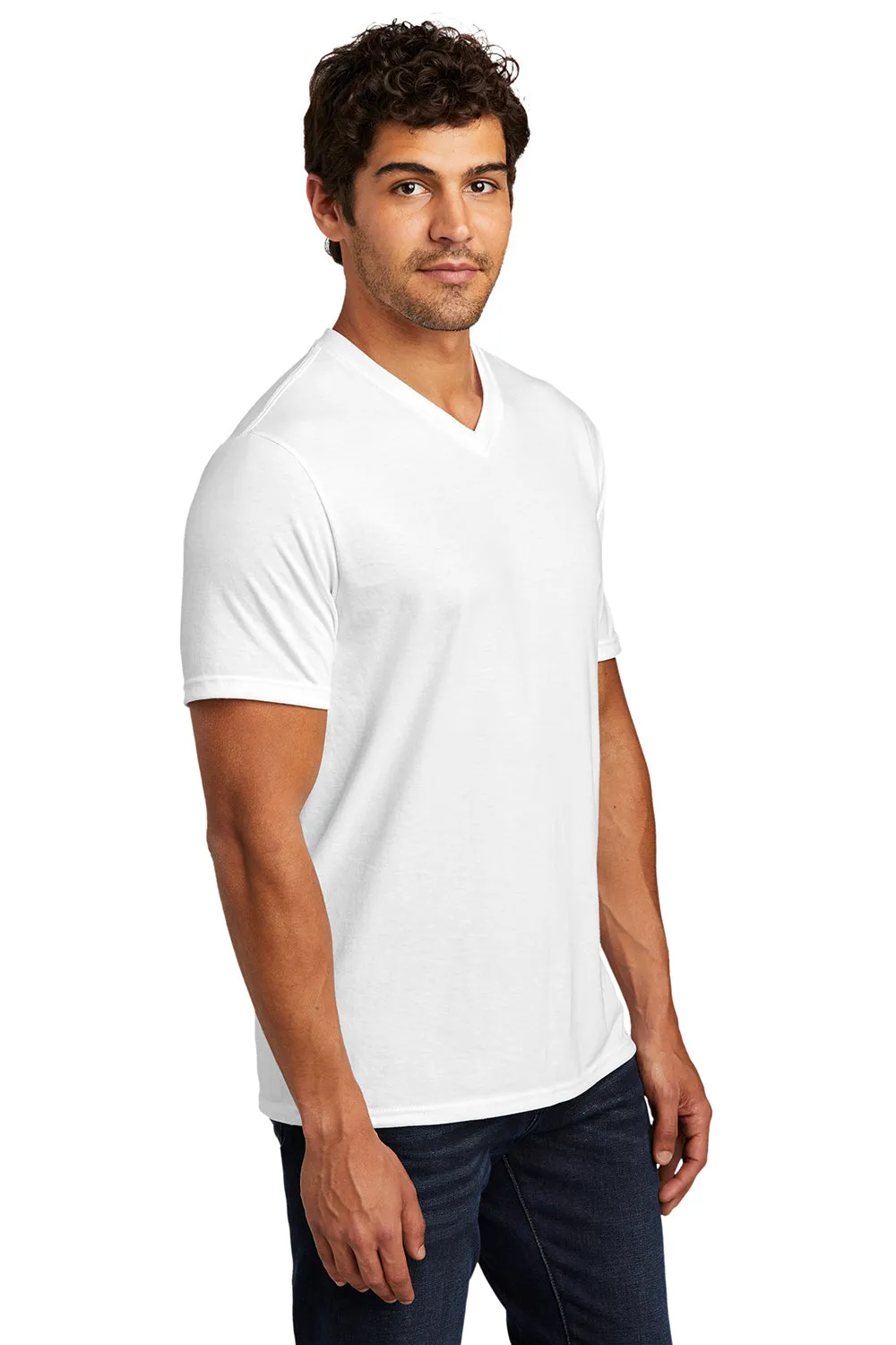District Mens Perfect Tri Short Sleeve V-Neck T-Shirt - White  Buy new Clothing District