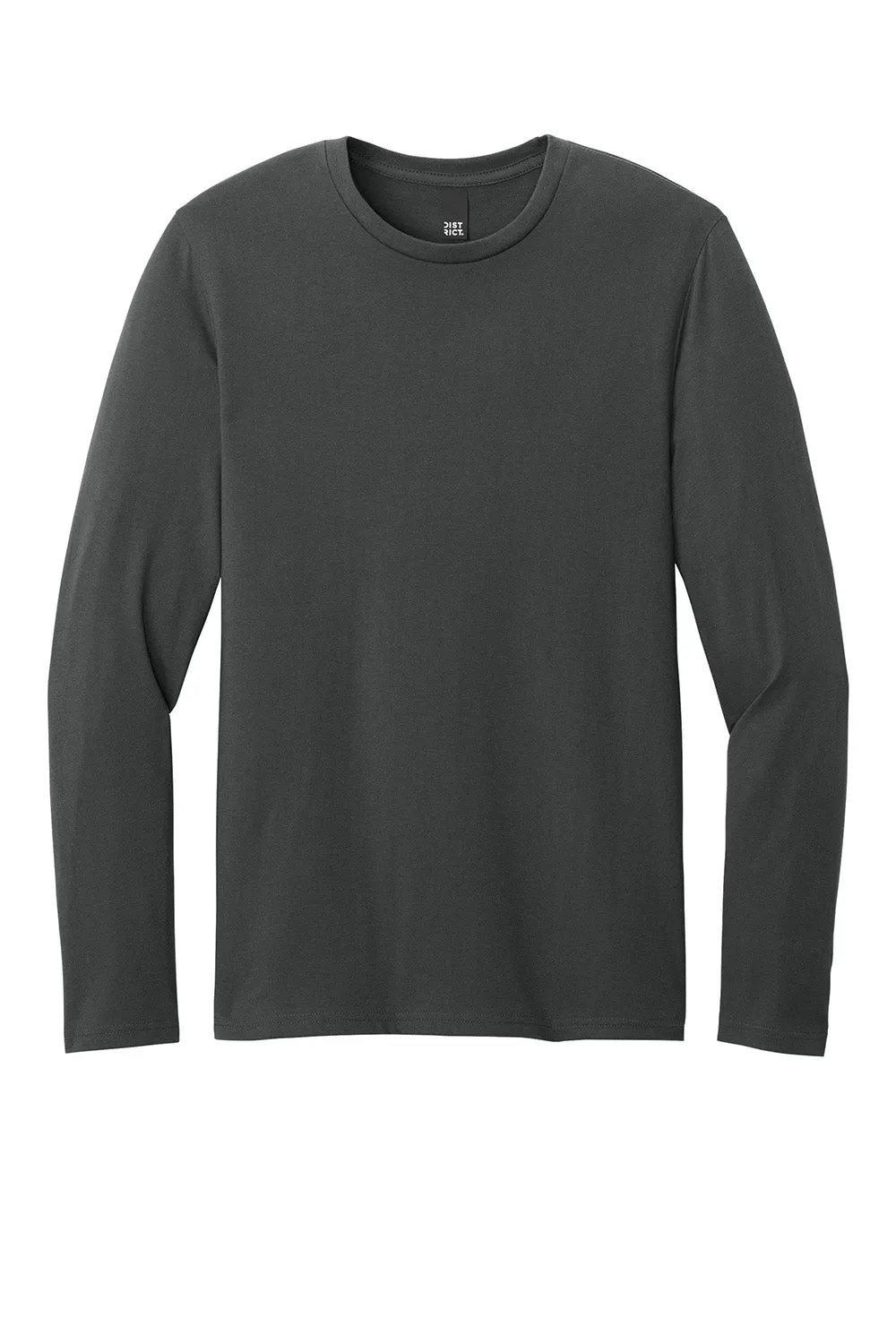 District Mens Perfect Weight CVC Long Sleeve Crewneck T-Shirt - Charcoal Grey  Buy new Clothing District