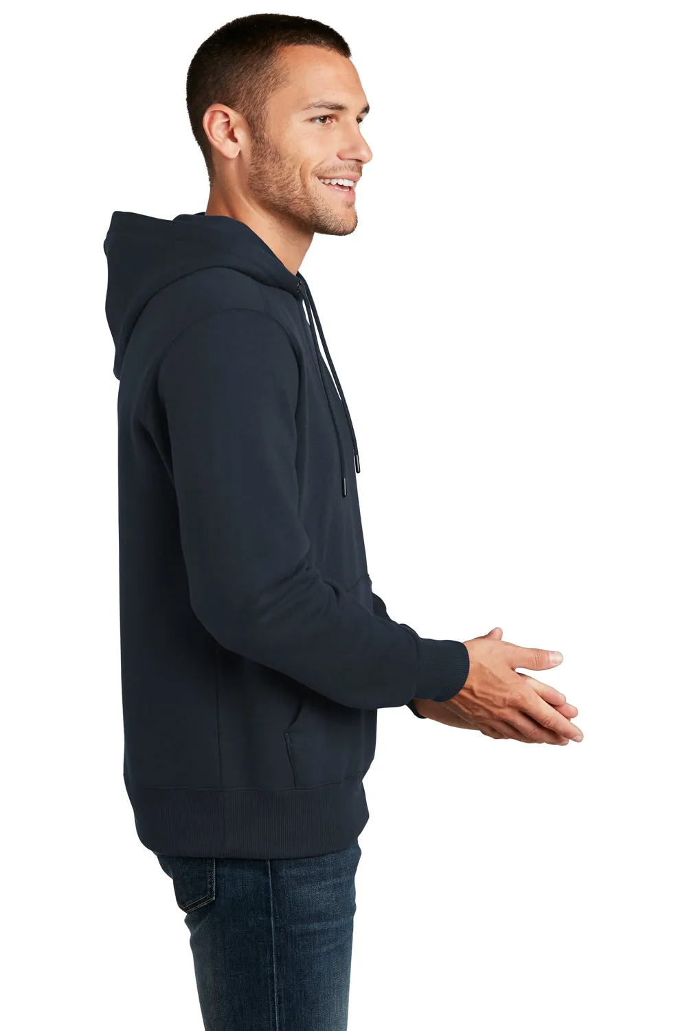 District Mens Perfect Weight Fleece Hooded Sweatshirt Hoodie w/ Pouch Pocket - New Navy Blue  Buy new Clothing District