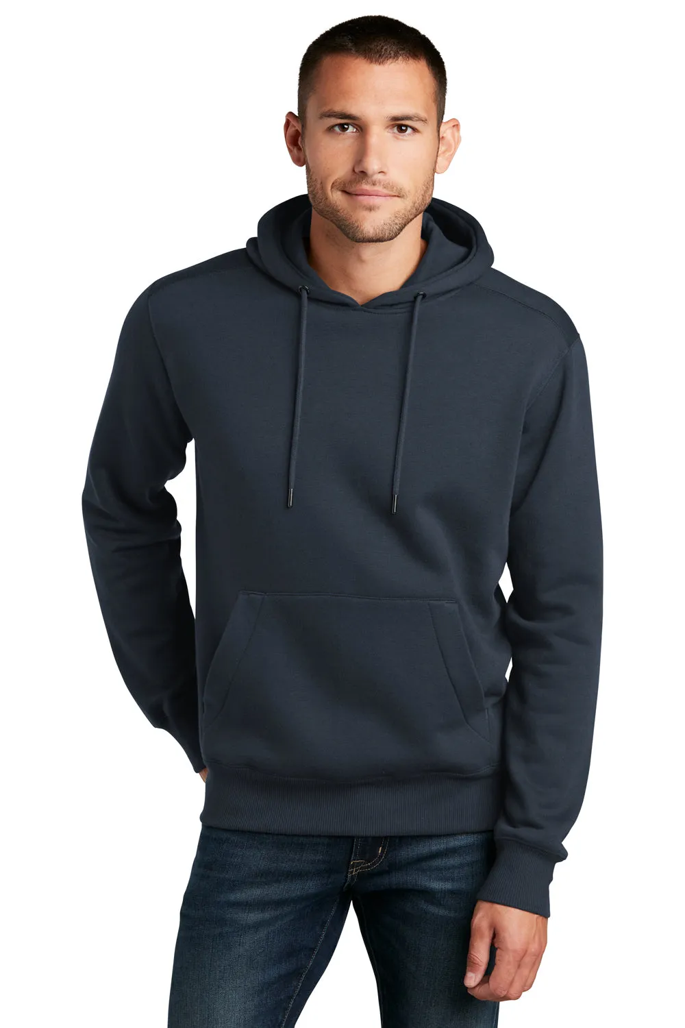 District Mens Perfect Weight Fleece Hooded Sweatshirt Hoodie w/ Pouch Pocket - New Navy Blue  Buy new Clothing District