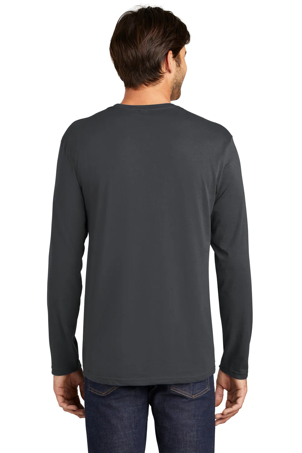 District Mens Perfect Weight Long Sleeve Crewneck T-Shirt - Charcoal Grey  Buy new Clothing District