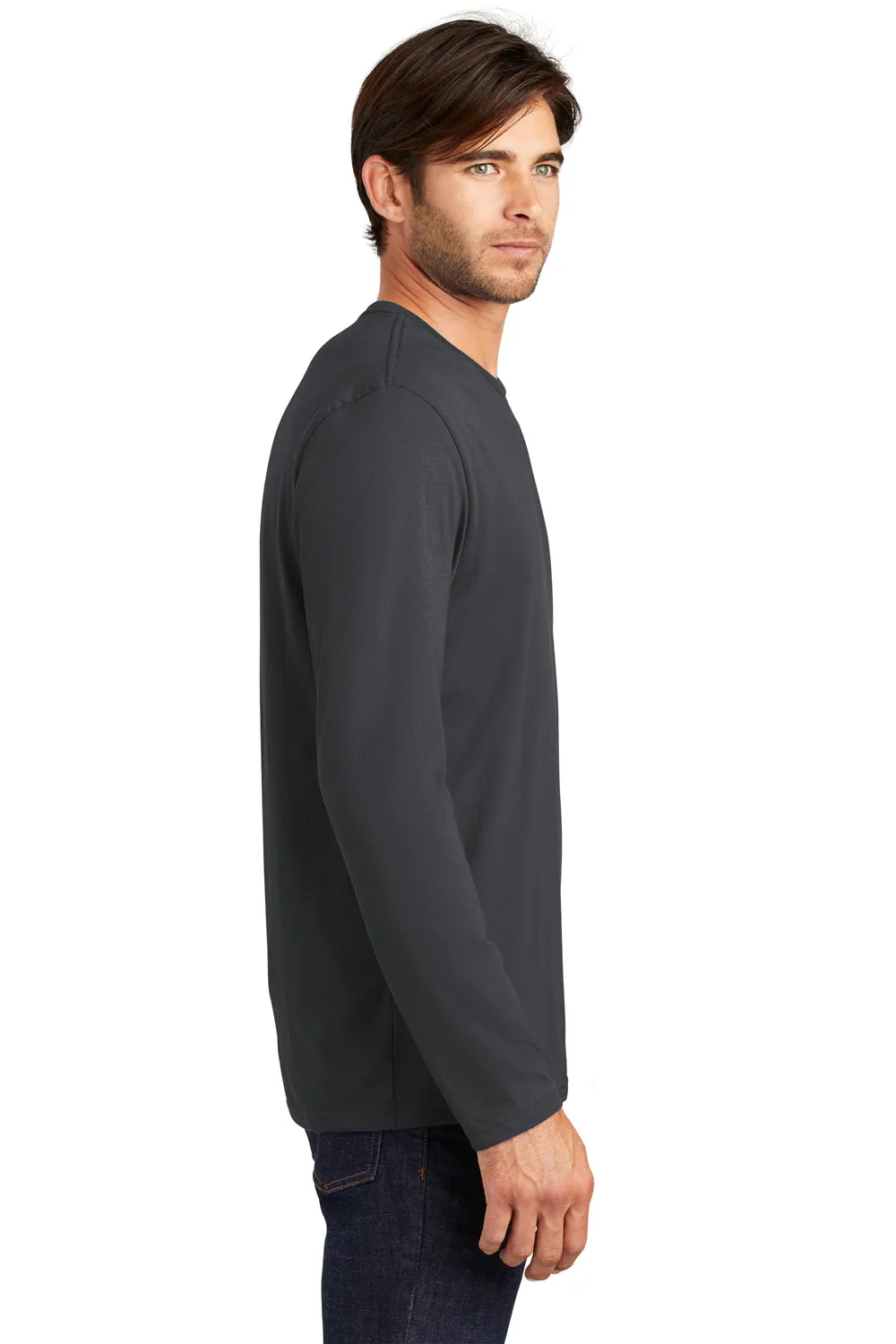 District Mens Perfect Weight Long Sleeve Crewneck T-Shirt - Charcoal Grey  Buy new Clothing District