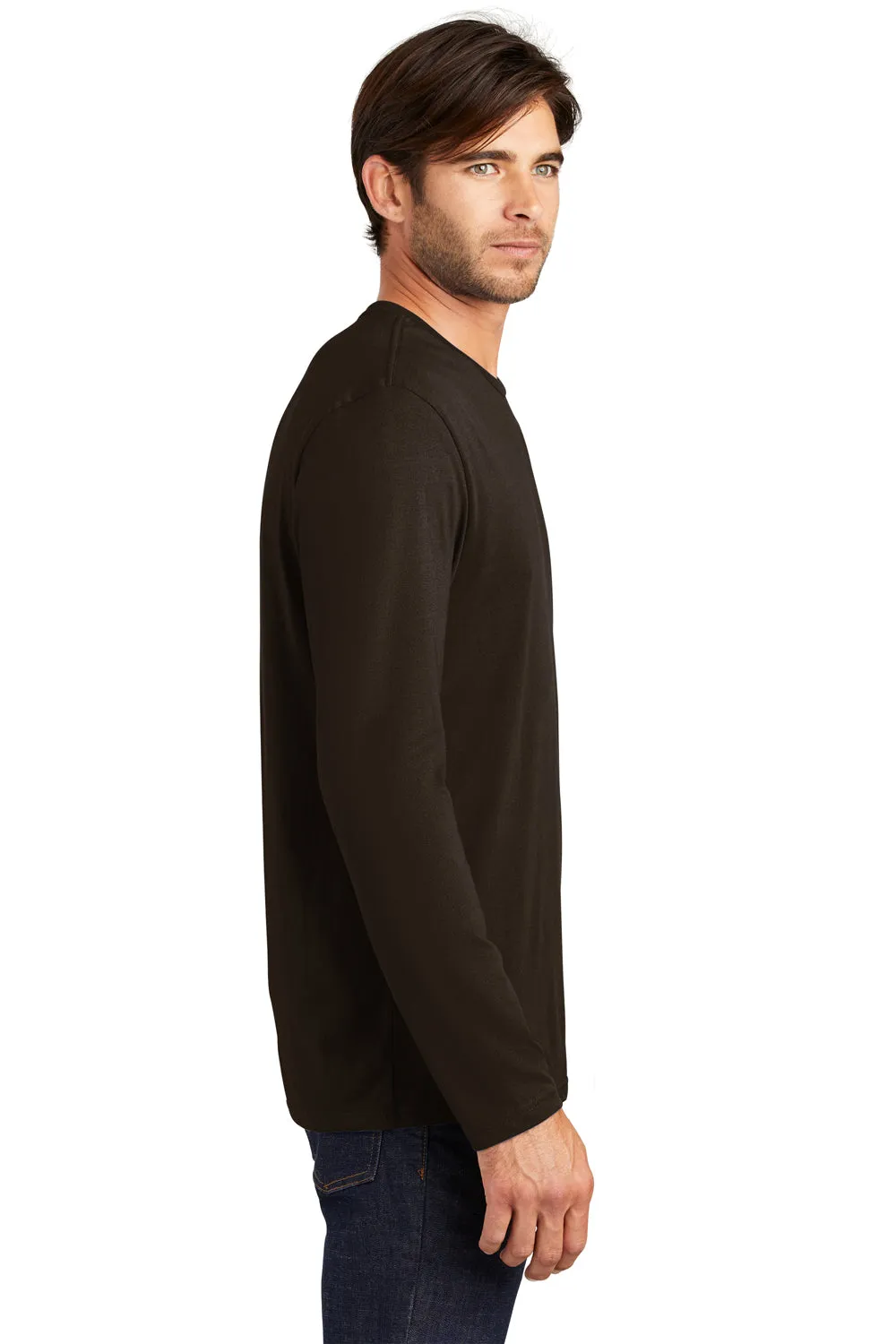 District Mens Perfect Weight Long Sleeve Crewneck T-Shirt - Espresso Brown - Closeout  Buy new Clothing District
