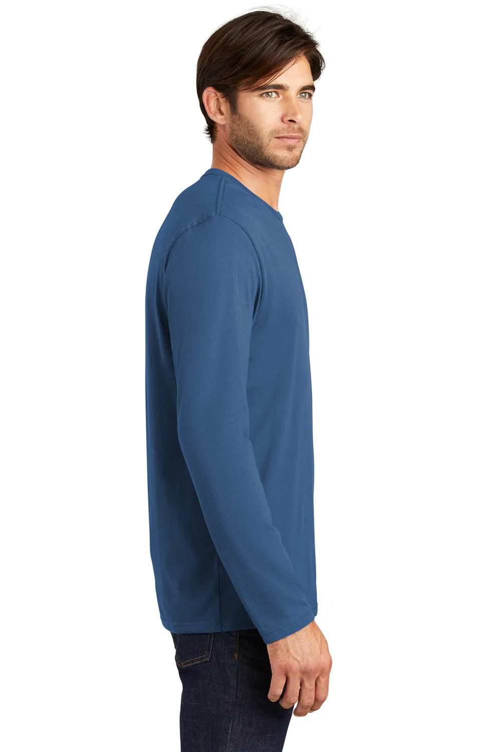 District Mens Perfect Weight Long Sleeve Crewneck T-Shirt - Maritime Blue - Closeout  Buy new Clothing District