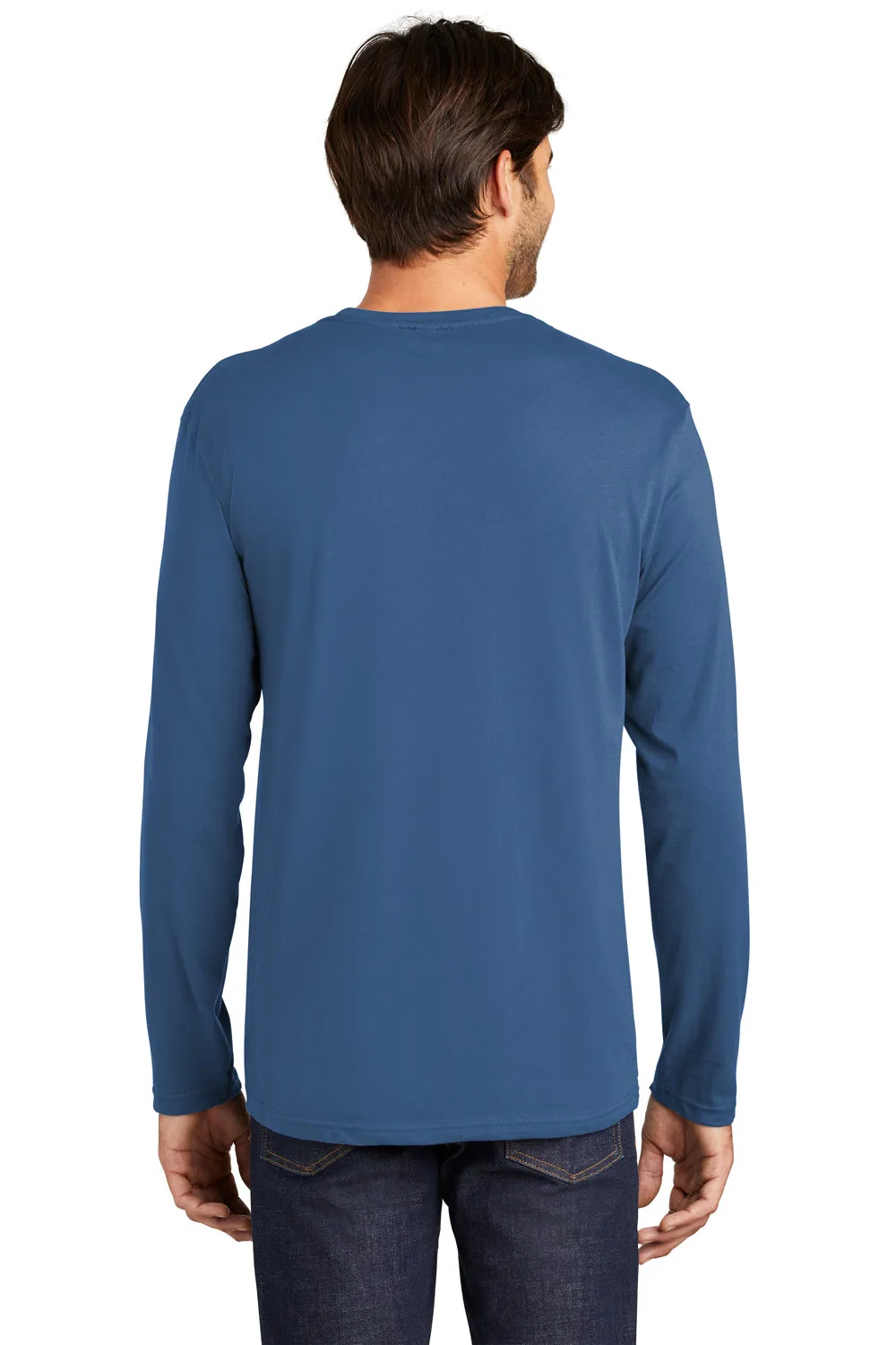 District Mens Perfect Weight Long Sleeve Crewneck T-Shirt - Maritime Blue - Closeout  Buy new Clothing District