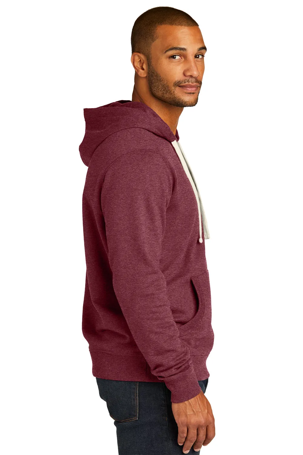 District Mens Re-Fleece Hooded Sweatshirt Hoodie w/ Pouch Pocket - Heather Maroon  Buy new Clothing District