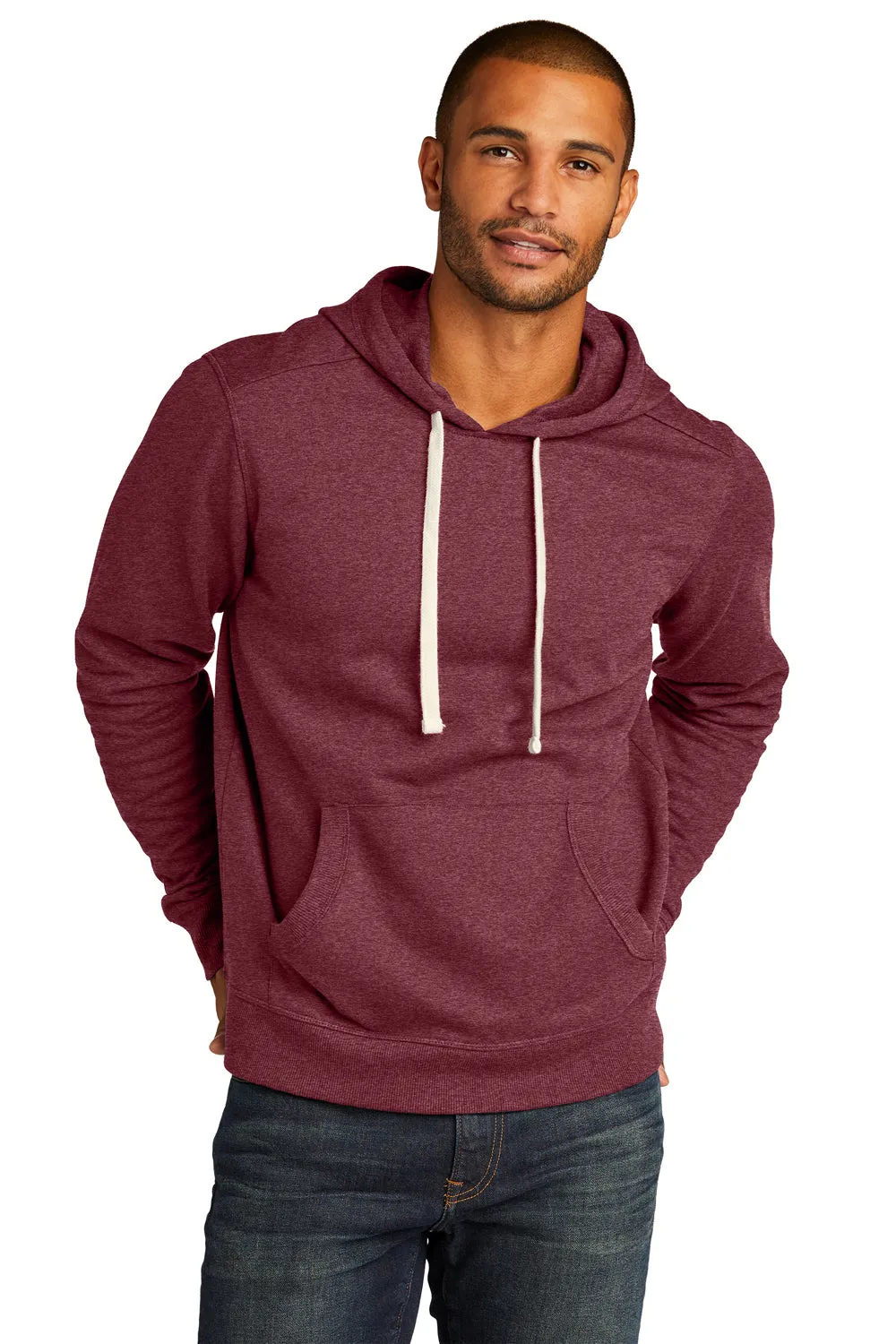 District Mens Re-Fleece Hooded Sweatshirt Hoodie w/ Pouch Pocket - Heather Maroon  Buy new Clothing District