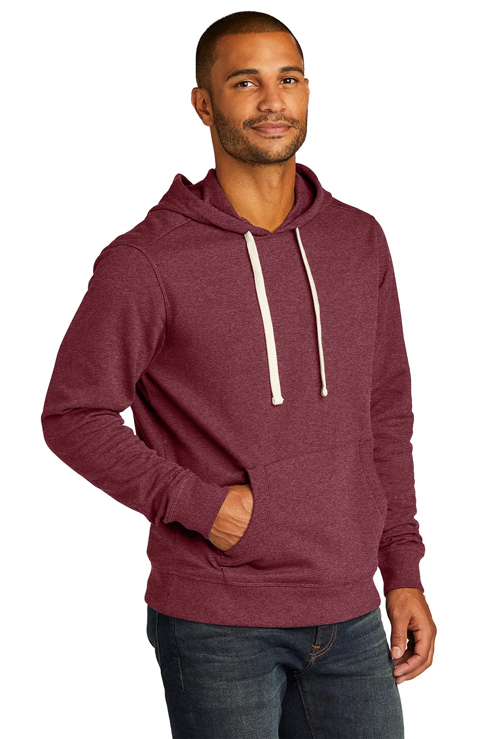 District Mens Re-Fleece Hooded Sweatshirt Hoodie w/ Pouch Pocket - Heather Maroon  Buy new Clothing District