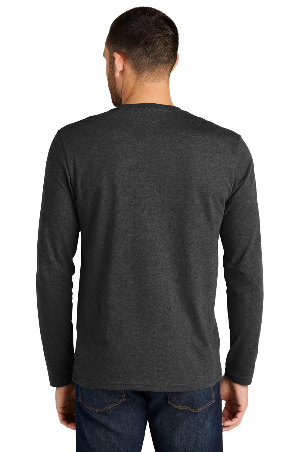 District Mens Re-Tee Long Sleeve Crewneck T-Shirt - Heather Charcoal Grey  Buy new Clothing District