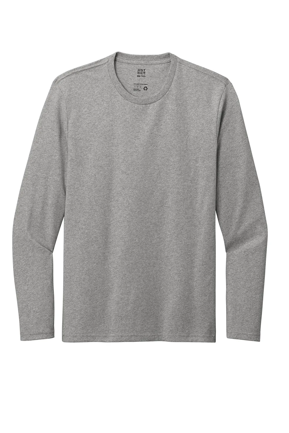 District Mens Re-Tee Long Sleeve Crewneck T-Shirt - Heather Light Grey  Buy new Clothing District