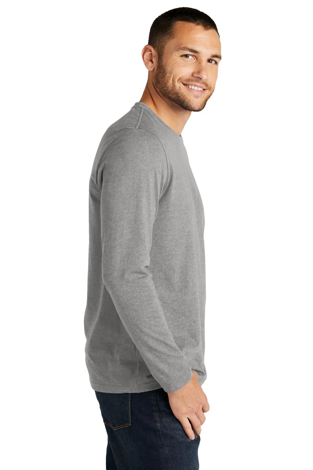 District Mens Re-Tee Long Sleeve Crewneck T-Shirt - Heather Light Grey  Buy new Clothing District