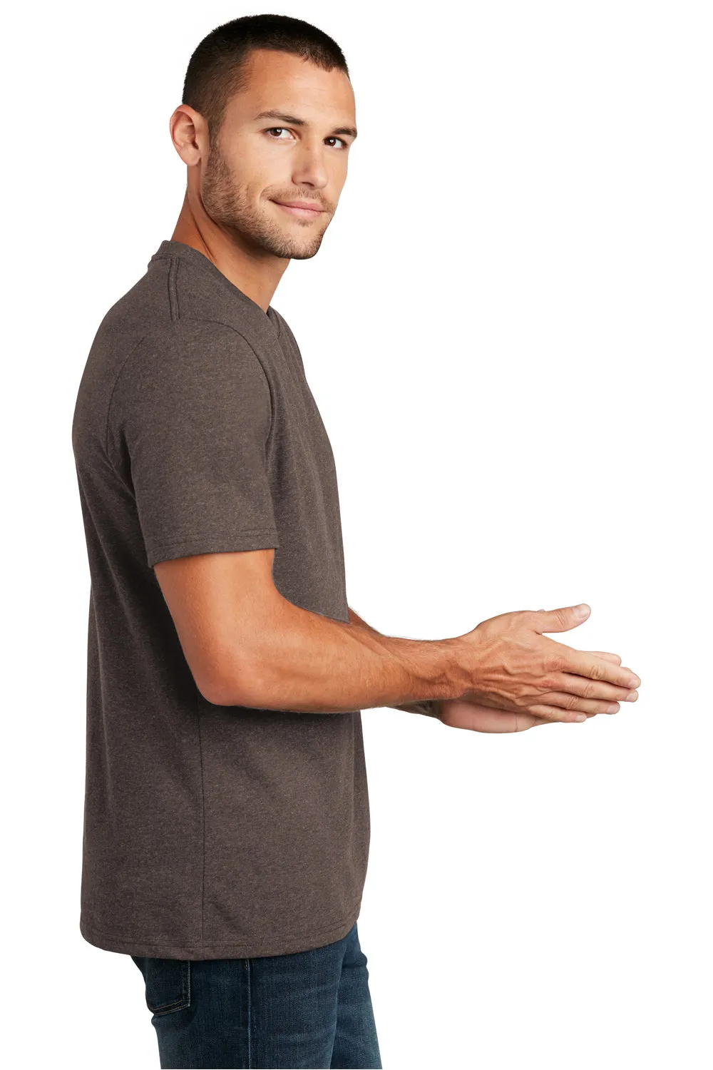 District Mens Re-Tee Short Sleeve Crewneck T-Shirt - Heather Deep Brown  Buy new Clothing District