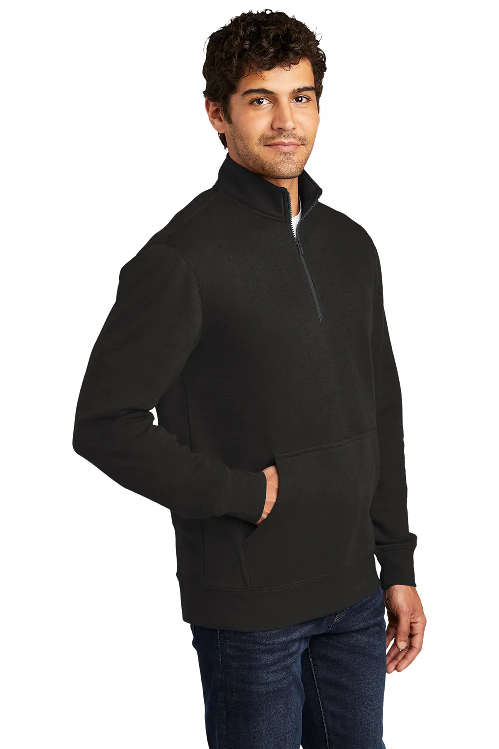 District Mens Very Important 1/4 Zip Sweatshirt w/ Pouch Pocket - Black  Buy new Clothing District
