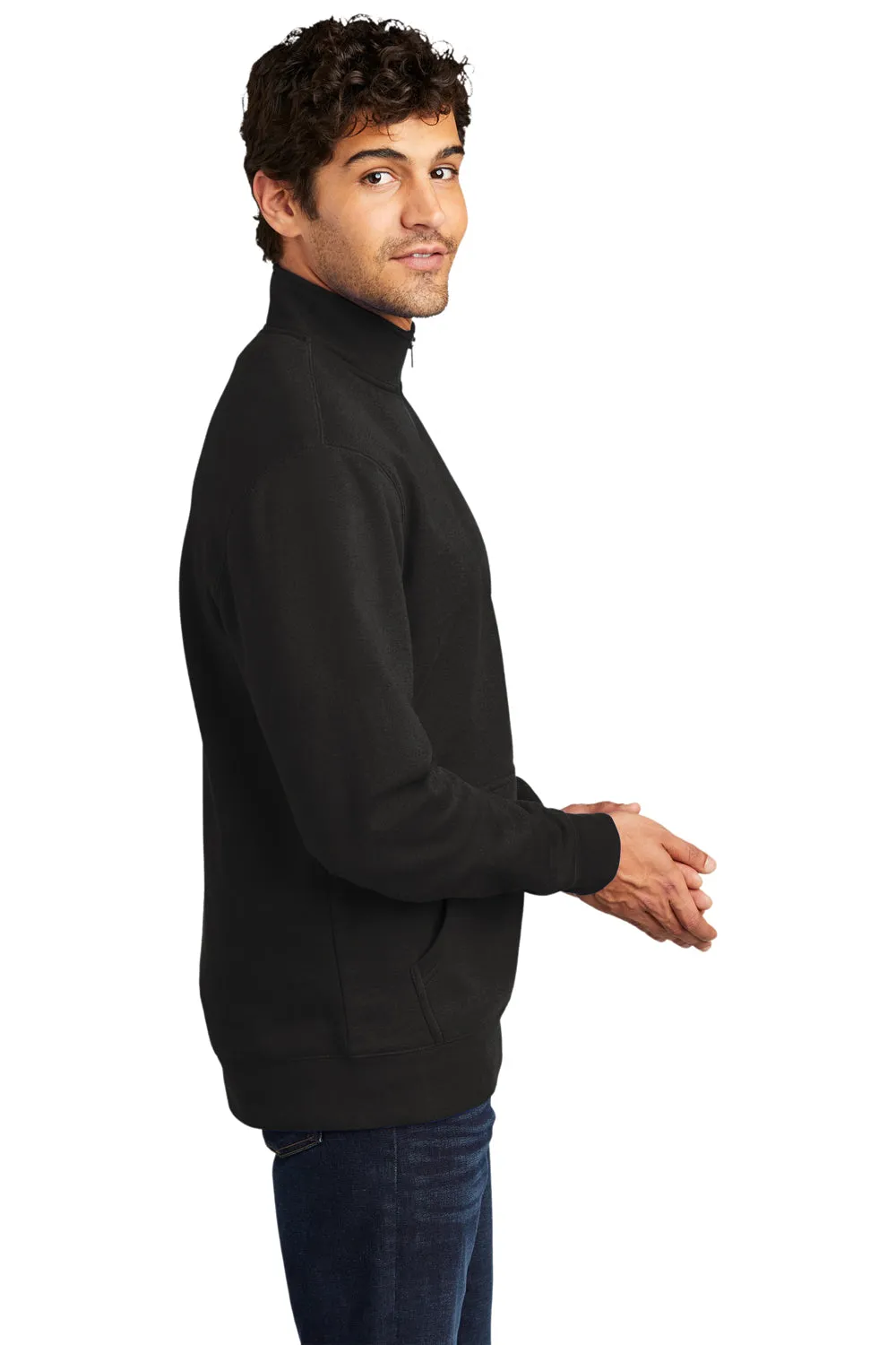 District Mens Very Important 1/4 Zip Sweatshirt w/ Pouch Pocket - Black  Buy new Clothing District