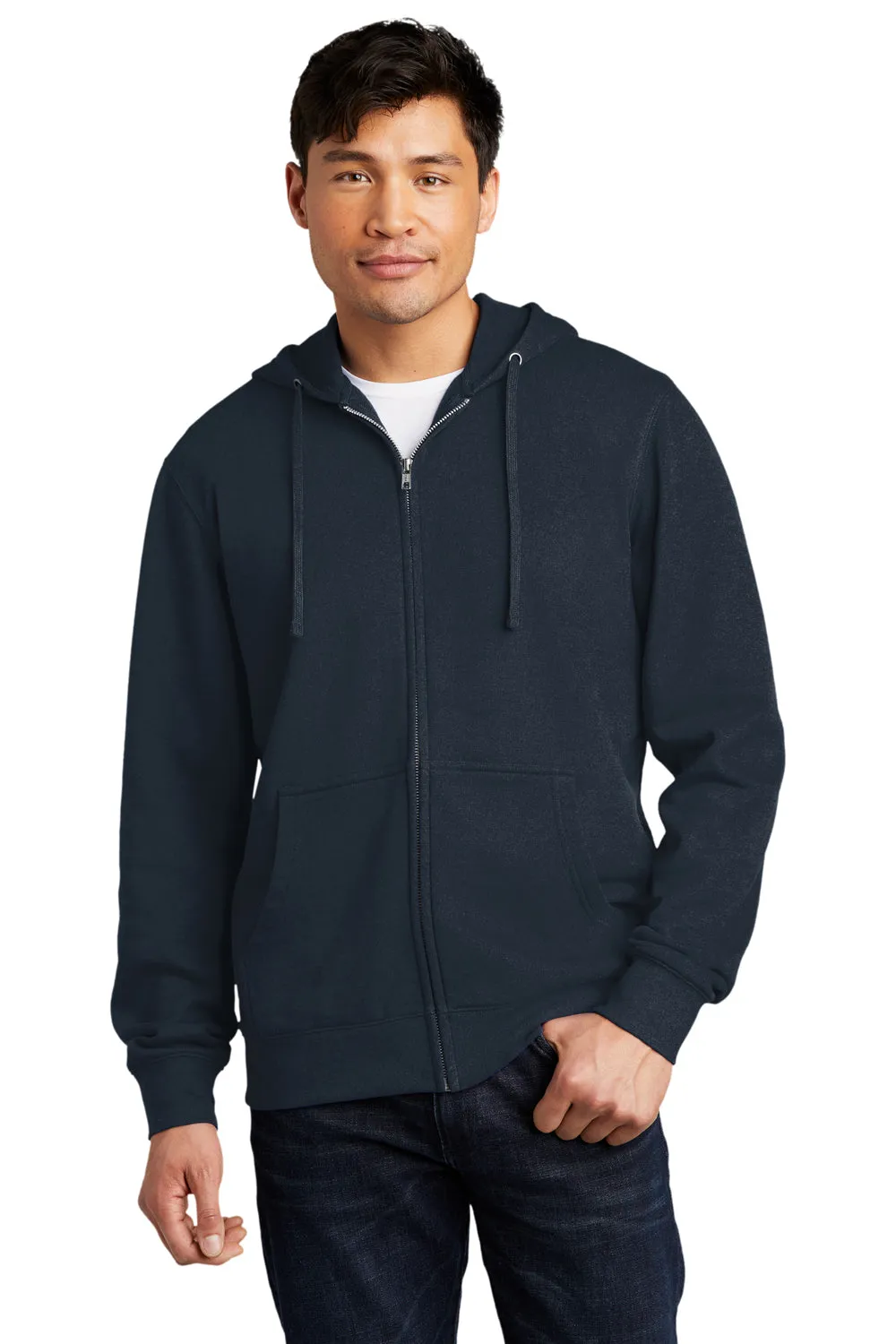 District Mens Very Important Fleece Full Zip Hooded Sweatshirt Hoodie w/ Pockets - New Navy Blue  Buy new Clothing District