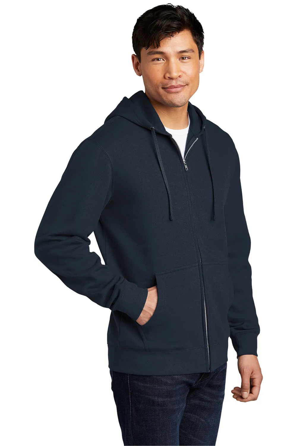 District Mens Very Important Fleece Full Zip Hooded Sweatshirt Hoodie w/ Pockets - New Navy Blue  Buy new Clothing District