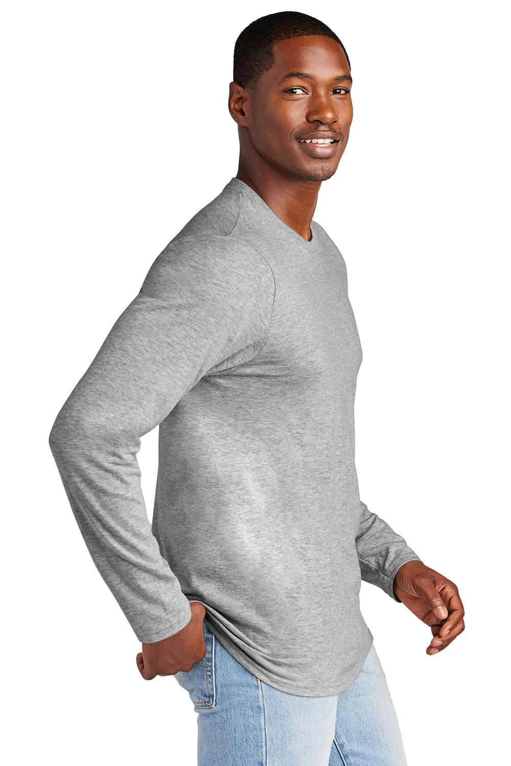 District Mens Very Important Long Sleeve Crewneck T-Shirt - Heather Light Grey  Buy new Clothing District